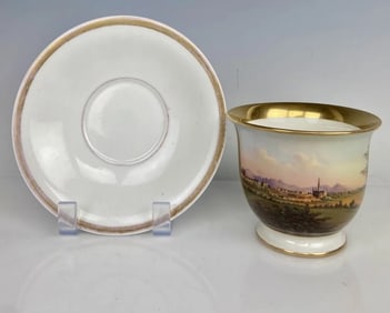 19TH C. BERLIN KPM PORCELAIN CUP AND SAUCER