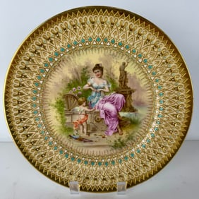 ROYAL VIENNA JEWELLED  PORTRAIT PLATE