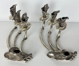 A LARGE PAIR OF CONTINENTAL SILVER CANDELABRA