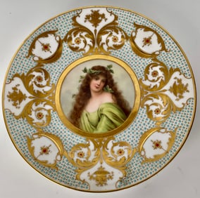 A JEWELLED ROYAL VIENNA PORCELAIN PLATE SIGNED WAGNER