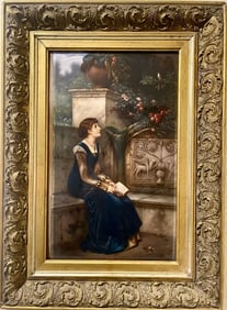 A LARGE BERLIN KPM PORCELAIN PLAQUE 16x10 inches