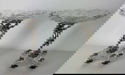 A PAIR OF SIGNED BACCARAT AND SILVERED BRONZE TAZZAS