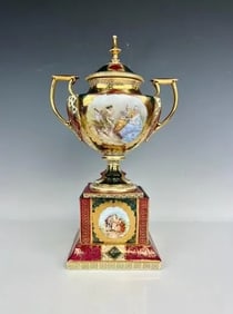 ROYAL VIENNA STYLE PORCELAIN VASE AND COVER