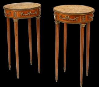 A PAIR OF LOUIS XVI STYLE DORE BRONZE MOUNTED MAHOGANY GUERDIONS