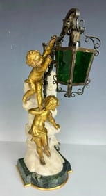 19TH C. DORE BRONZE AND MARBLE LAMP BY AUG MOREAU