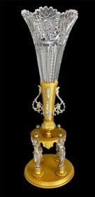 DORE AND SILVERED BRONZE AND BACCARAT CRYSTAL CENTERPIECE