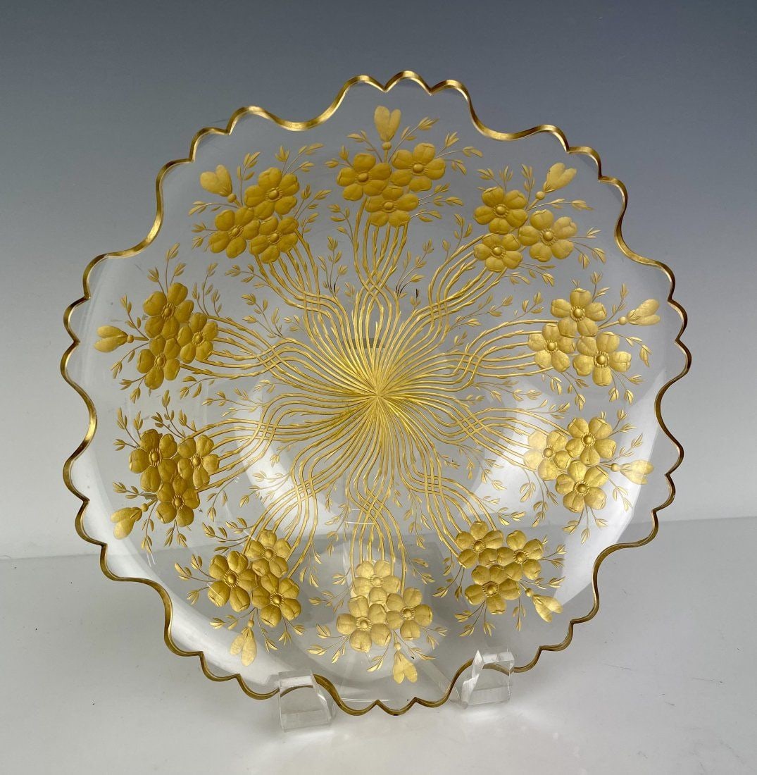 LARGE MOSER INTAGLIO CUT AND GILT BOWL: Circa 1900. Measures 9.5inches diameter. In good condition. Estimate $500-600