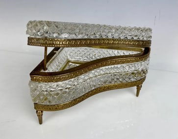 ORMOLU MOUNTED BACCARAT CRSTAL PIANO SHAPED BOX