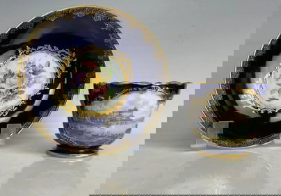 19TH C. TOPOGRAPHICAL MEISSEN CUP AND SAUCER
