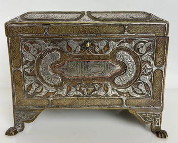 19TH C. ISLAMIC GOLD AND SILVER INLAID BOX
