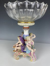 LARGE MEISSEN AND BACCARAT GLASS CENTERPIECE