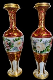 PAIR OF MOSER GLASS VASES