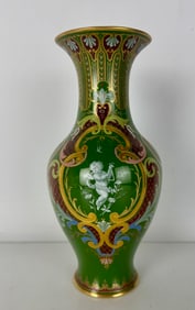 A MAGNIFICENT FRENCH ENAMEL MEISSEN VASE
