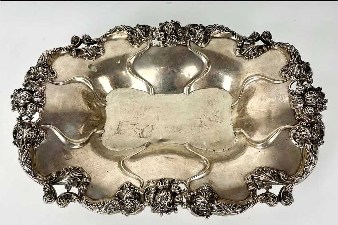A LARGE STERLING SILVER PLATTER (1 of 4)