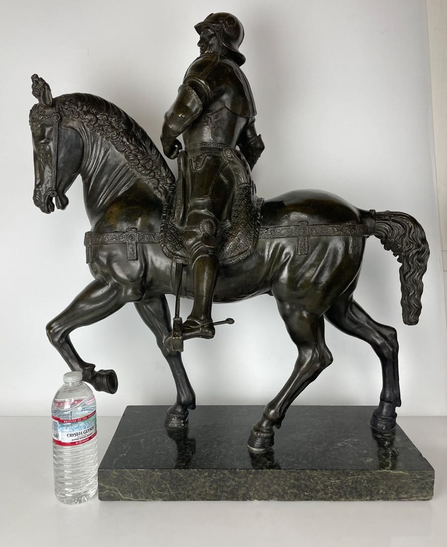 LARGE BRONZE SCULPTURE OF A SOLDIER ON HORSE