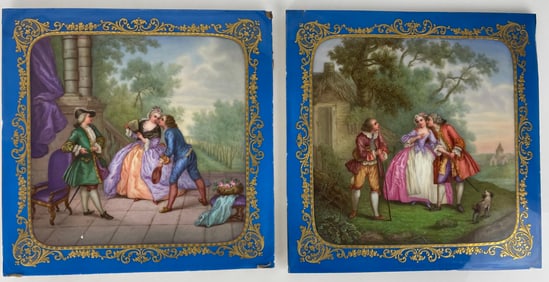 A PAIR OF 19TH C. SEVRES STYLE PORCELAIN PLAQUES