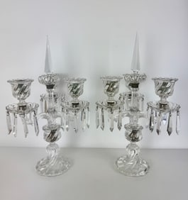 A PAIR OF SIGNED BACCARAT CANDELABRA