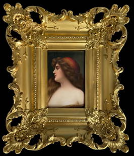19TH C. GERMAN PORCELAIN PLAQUE: Measures 6 inches x4 inches unframed. In excellent condition. Estimate $1000-1200
