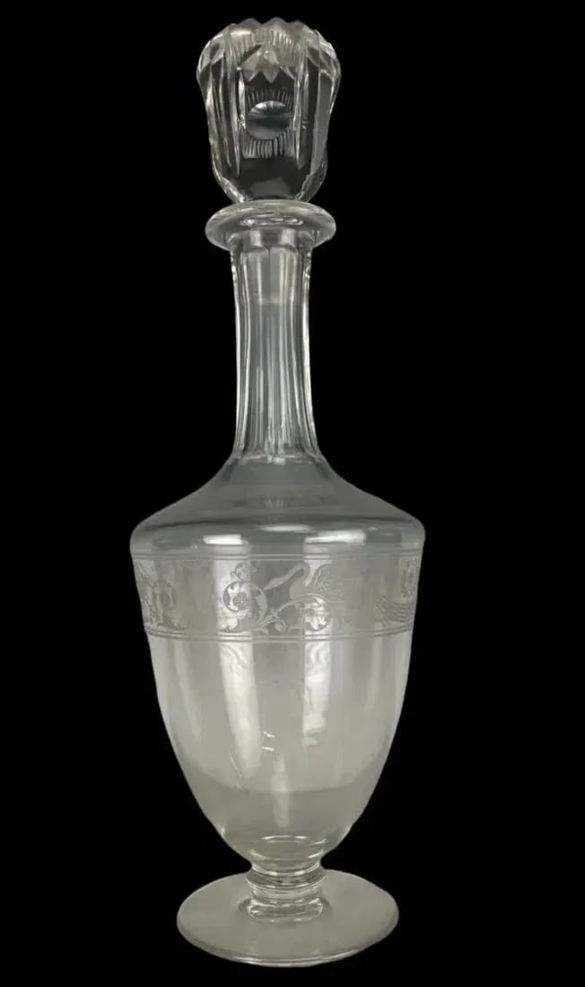 A SIGNED BACCARAT ETCHED CRYSTAL LIQUOR BOTTLE (1 of 3)