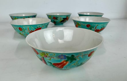 SET OF 6 CHINESE PORCELAIN RICE BOWLS