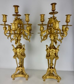 A MAGNIFICENT PAIR OF 19TH C. ORMOLU CANDELABRA