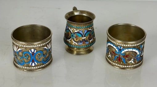 3 RUSSIAN SILVER ENAMEL ITEMS (1 of 1)