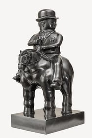 MAN ON THE HORSE FERNANDO BOTERO BRONZE SCULPTURE