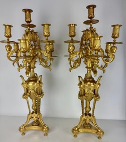 A MAGNIFICENT PAIR OF 19TH C. ORMOLU CANDELABRA