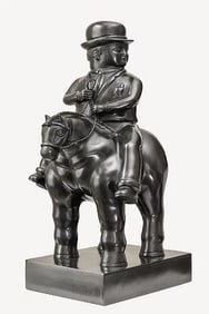 MAN ON THE HORSE FERNANDO BOTERO BRONZE SCULPTURE