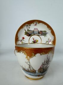 18TH C. MEISSEN CUP AND SAUCER