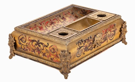 19TH C. ORMOLU MOUNTED BOULLE INKWELL