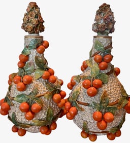 A PAIR OF MEISSEN STYLE SNOWBALL VASES AND COVERS