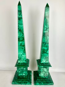 A PAIR OF MALACHITE OBLISQUES