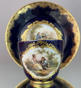 A FINE 19TH C. MEISSEN CUP AND SAUCER
