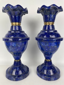 A PAIR OF LAPIS VASES