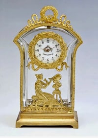 19TH C. TIFFANY ORMOLU MOUNTED BACCARAT CRYSTAL CLOCK