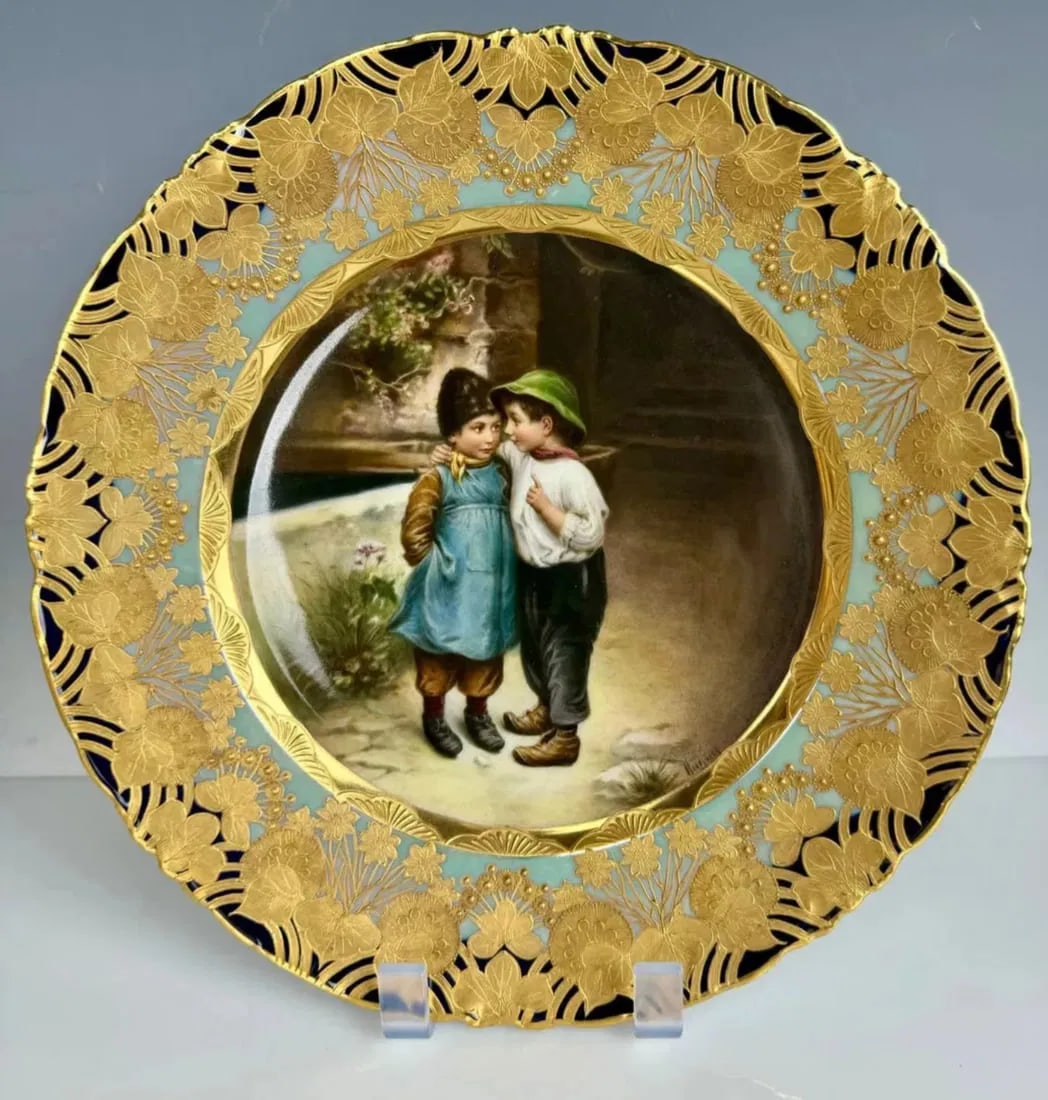 19TH C. ROYAL VIENNA PLATE SIGNED WAGNER (1 of 3)
