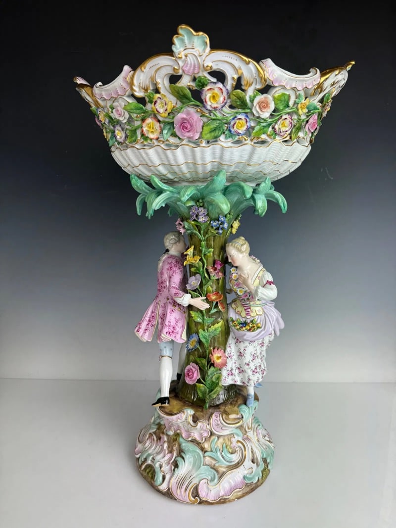 19TH C. MEISSEN PORCELAIN CENTERPIECE: Circa 1850. Measures 19 inches high. In overall good antique condition, no breaks, no losses. Estimate $2500-3000