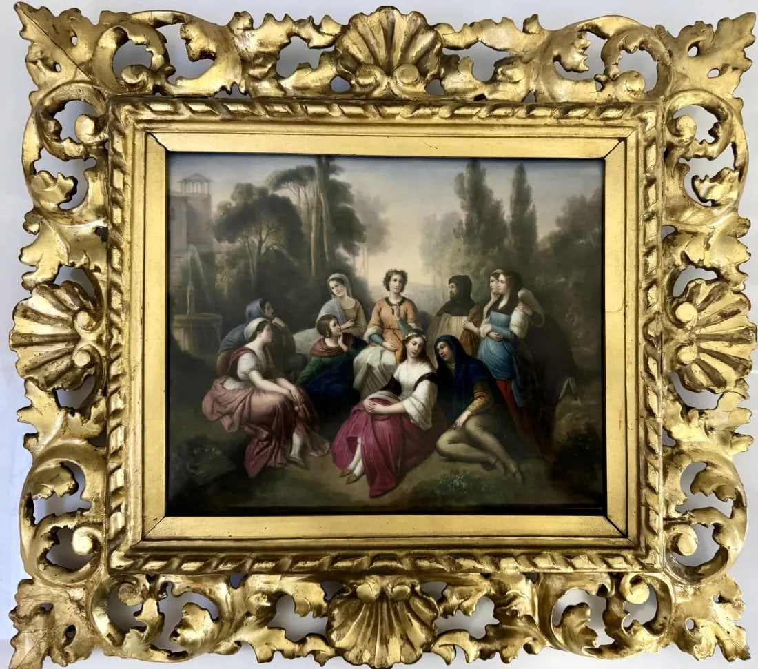 A LARGE BERLIN KPM PORCELAIN PLAQUE: Circa 1900. Porcelain measures 12 inches x 8.5 inches out of the frame. In good antique condition.Estimate $3.000-4.000