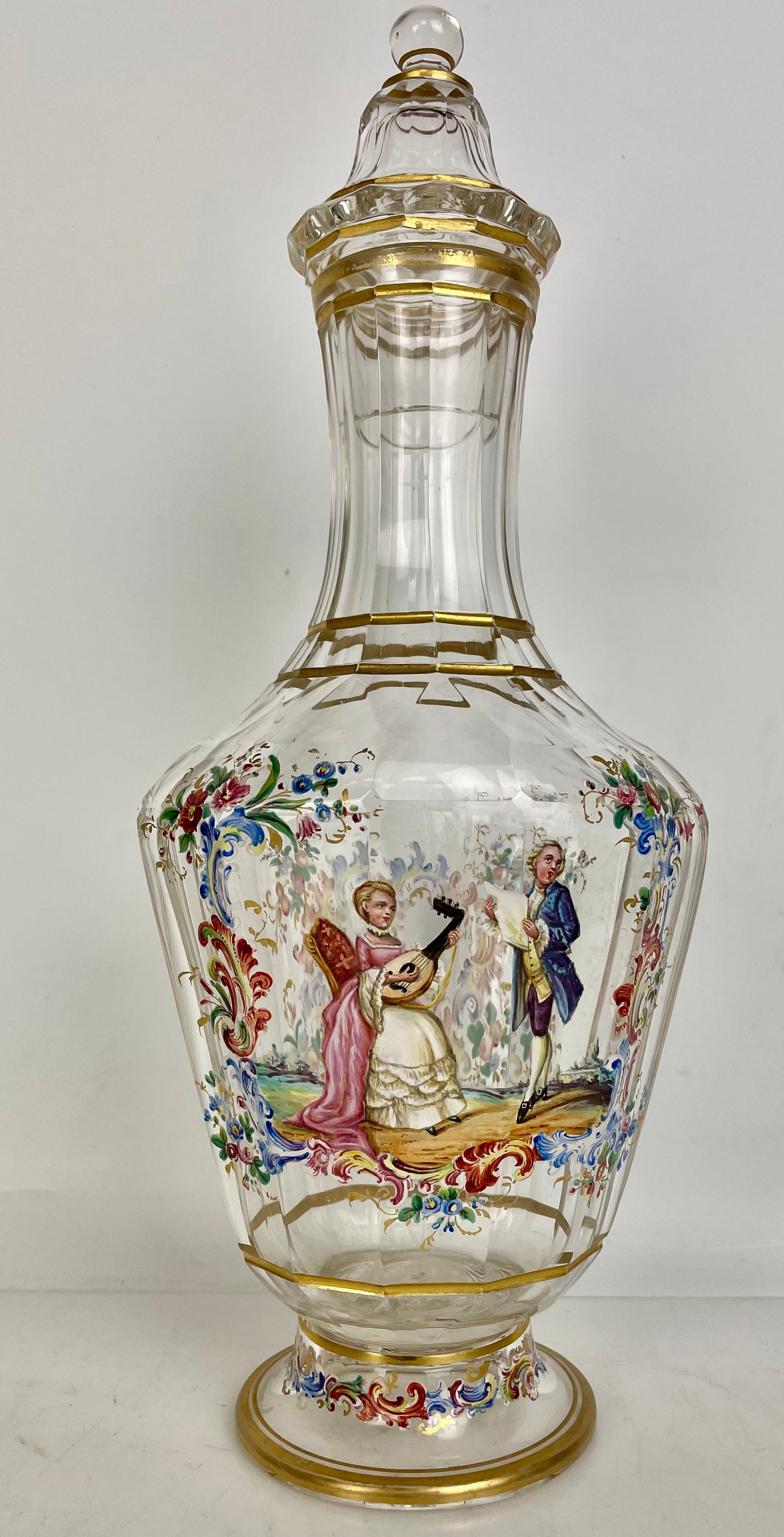 A SIGNED LARGE LOBMEYR GLASS LIQUOR BOTTLE