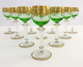 SET OF 10 MOSER CORDIAL GLASSES