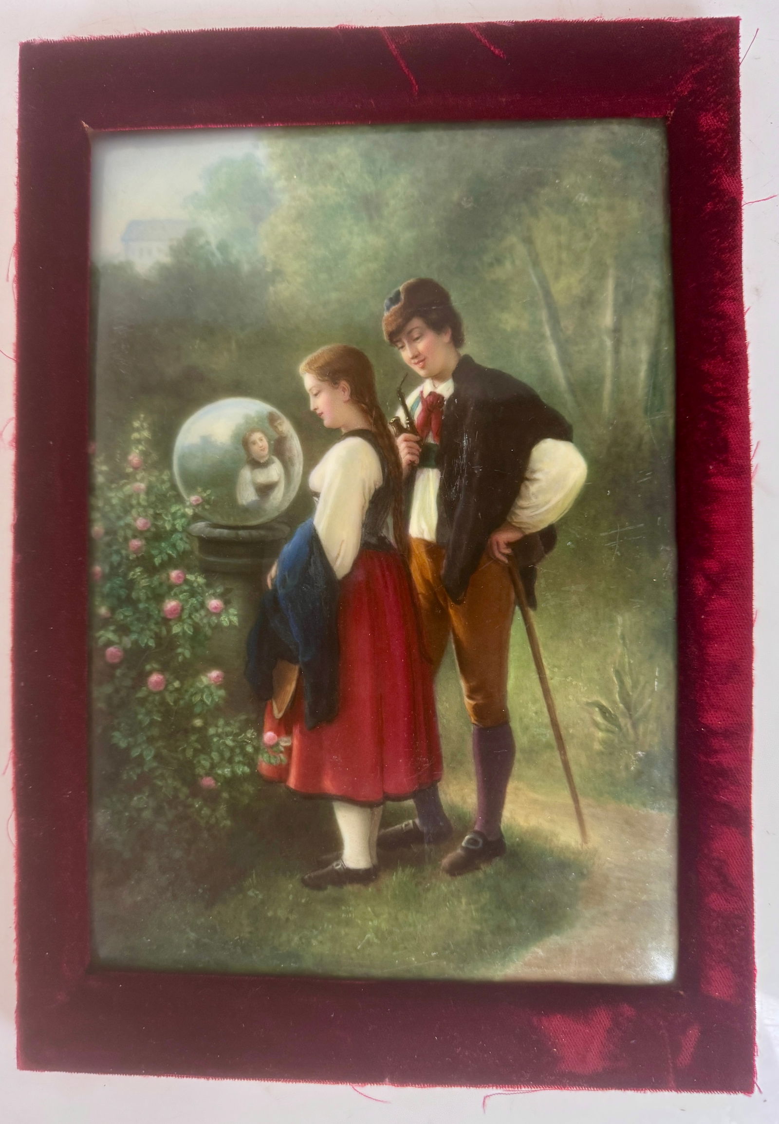 A LARGE KPM STYLE PORCELAIN PLAQUE: Circa 1900. Porcelain Measures 9.5” x 7.5” . Few small scratches. Estimate $1000-1200
