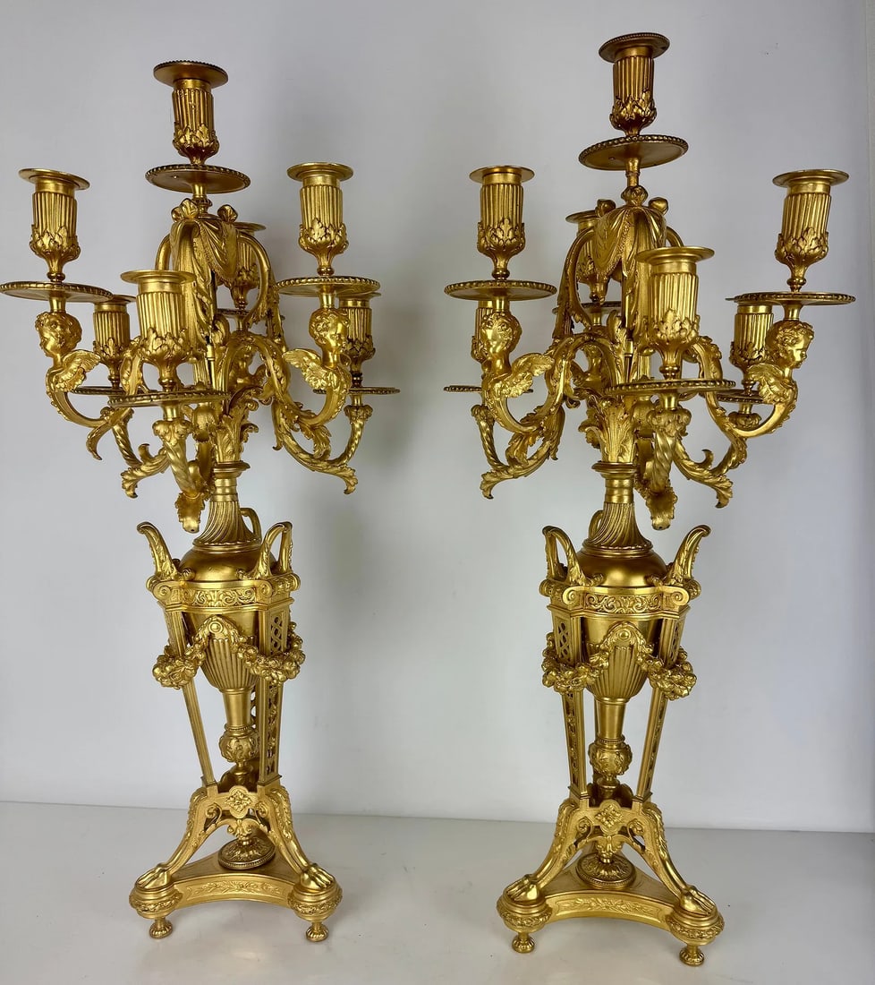 A MAGNIFICENT PAIR OF 19TH C. ORMOLU CANDELABRA (1 of 3)