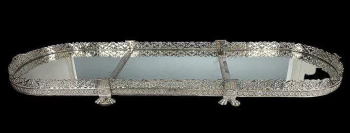 A LARGE SILVER PLATED BRONZE PLATEAU