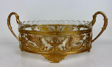 A LARGE EMPIRE STYLE ORMOLU AND BACCARAT CRYSTAL CENTERPIECE
