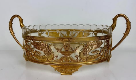 A LARGE EMPIRE STYLE ORMOLU AND BACCARAT CRYSTAL CENTERPIECE