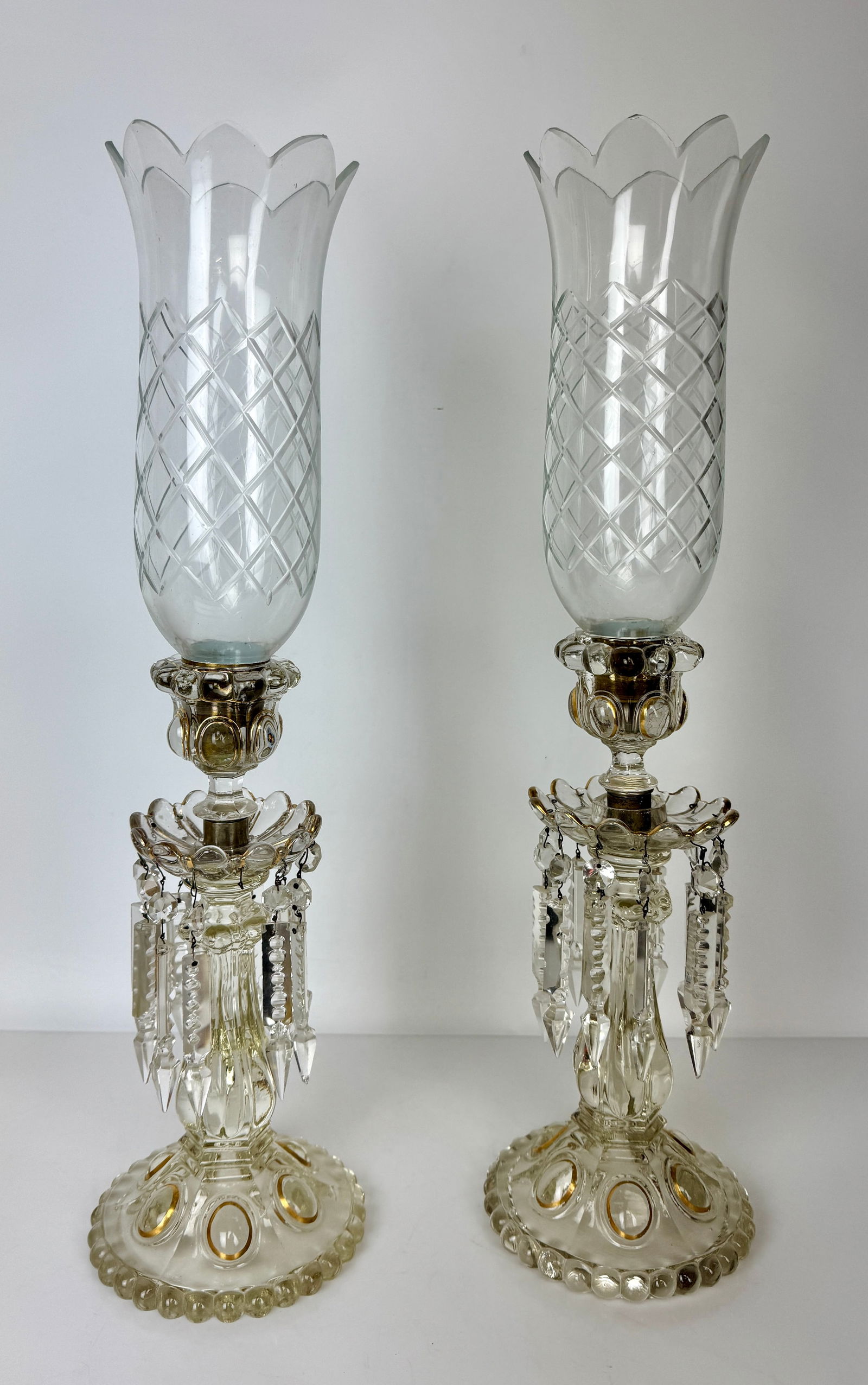 A PAIR OF BACCARAT HURRICANE LAMPS (1 of 4)