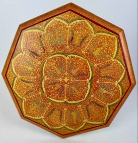 A KASHMIRI POLYCHROME AND PARCEL GILT OCTAGONAL SIDE TABLE