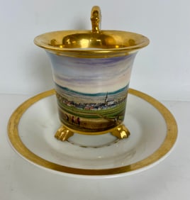 19TH C. GERMAN PORCELAIN CUP AND SAUCER