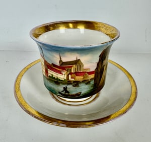 BERLIN PORCELAIN CUP AND SAUCER